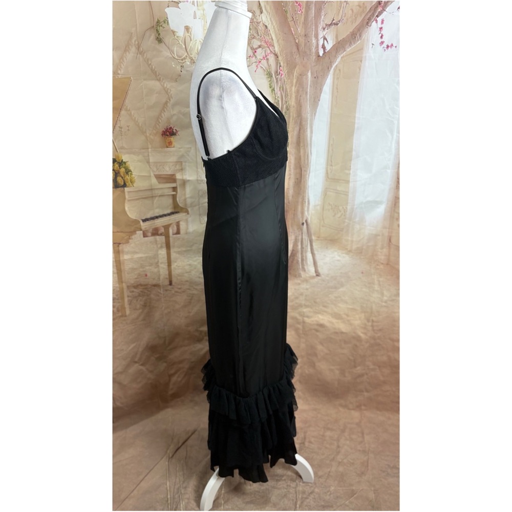 NEW BROCK Quirinale Woven Dress Black Ruffle Midi Dress - Picture 6 of 16